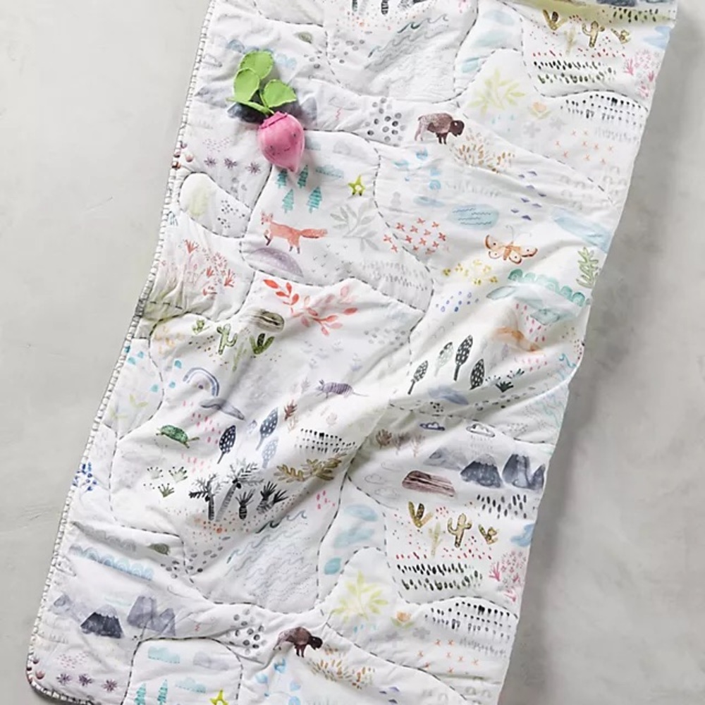 Anthropologie Anthro Home Kate Vernon Wilderness Map Toddler Quilt